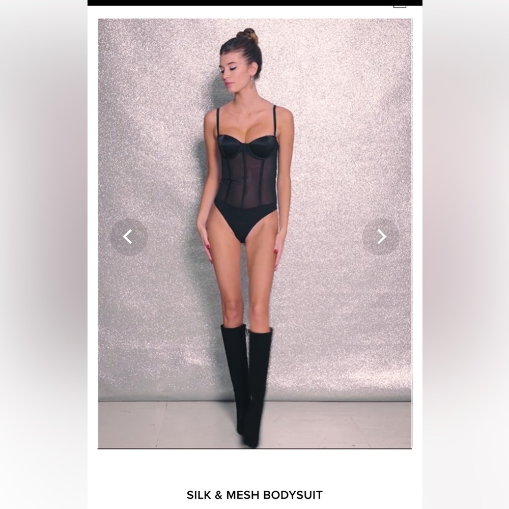 Fleur du mail silk mesh bodysuit no straps